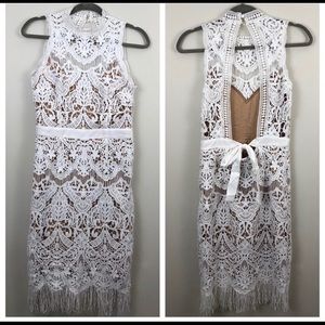 BHLDN white and tan dress